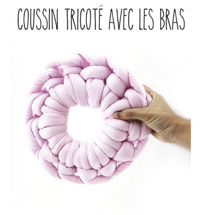 TUTORIEL "Coussin tricoté avec les bras"
