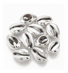 Perle cauri peinte - argenté