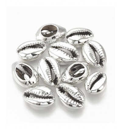 Perle cauri peinte - argenté