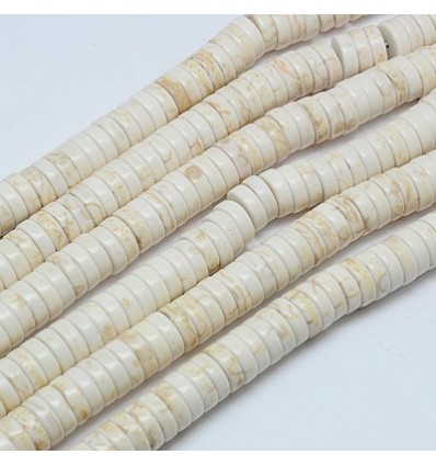 Chapelet perles rondelles Heishi 6mm Howlite