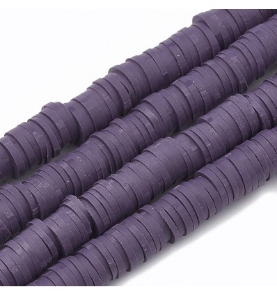 Chapelet perles rondelles Heishi 6mm mauve