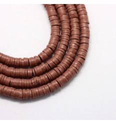 Chapelet perles rondelles Heishi 6mm marron