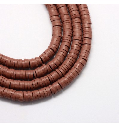 Chapelet perles rondelles Heishi 6mm marron