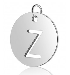 Pendentif médaille Alphabet acier inoxydable