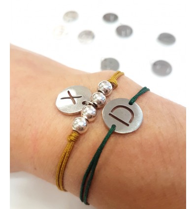 Pendentif médaille Alphabet acier inoxydable