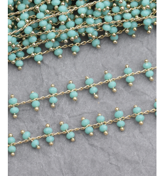 Chaîne double perles à facettes dorée à l'or fin 16k