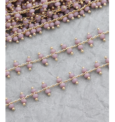 Chaîne double perles à facettes dorée à l'or fin 16k