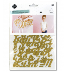 Alphabet à repasser glitter or.