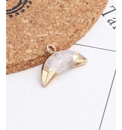 Pendentif double corne semi-précieuse