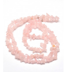 Chapelet pierre chips - quartz rose