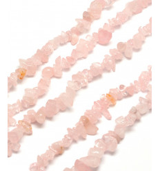 Chapelet pierre chips - quartz rose