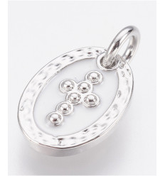 pendentif croix+émaille inoxydable