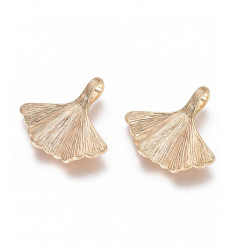 Pendentif feuille de ginko doré à l'or fin