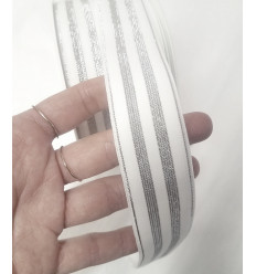 Elastique rayures lurex argent 30 mm