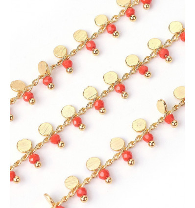 Chaîne petites perles et pastilles