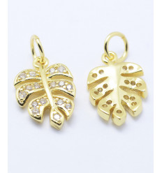 Pendentif monstera+zircon