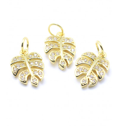 Pendentif monstera+zircon