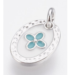 pendentif trefle+émaille inoxydable