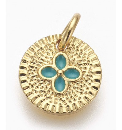 pendentif pastille trèfle émaillé