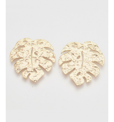 Pendentif feuille de monstera martelée plaquée or