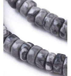 Chapelet Heishi en pierre jaspe picasso 5mm