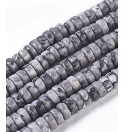 Chapelet Heishi en pierre jaspe picasso 5mm