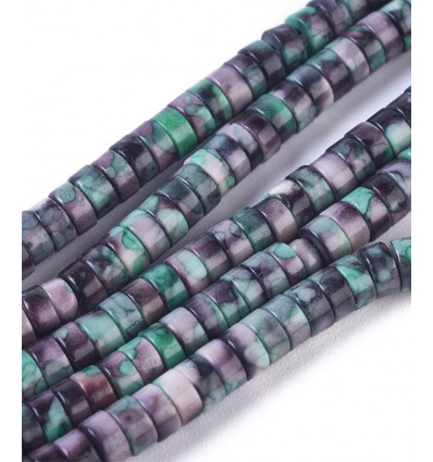 Chapelet Heishi en pierre de jade teintée 5mm