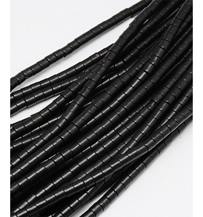 Chapelet perle tube en howlite noir