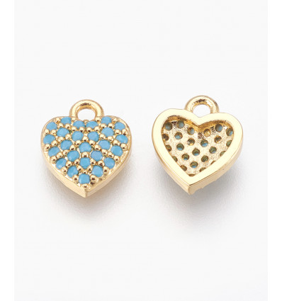 Pendentif coeur + zircon bleu