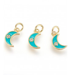 Pendentif mini lune émaillée turquoise