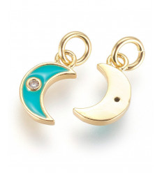 Pendentif mini lune émaillée turquoise