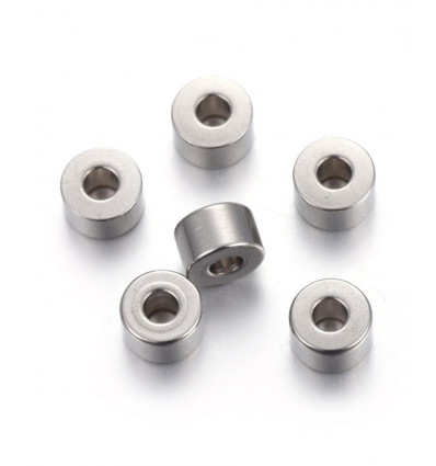 Séparateurs Heishi inoxydable argenté (10pcs)