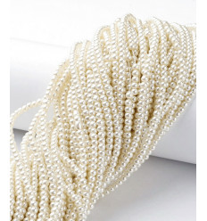 Chapelet perles de verre couleur nacre