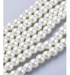 Chapelet 6mm perles de verre couleur nacre