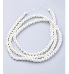 Chapelet 6mm perles de verre couleur nacre