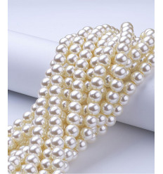 Chapelet 10mm perles de verre couleur nacre