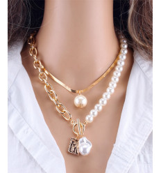 Chapelet 10mm perles de verre couleur nacre