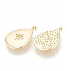 Pendentif goutte + étoile gravée avec zircon