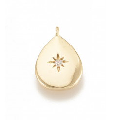 Pendentif goutte + étoile gravée avec zircon
