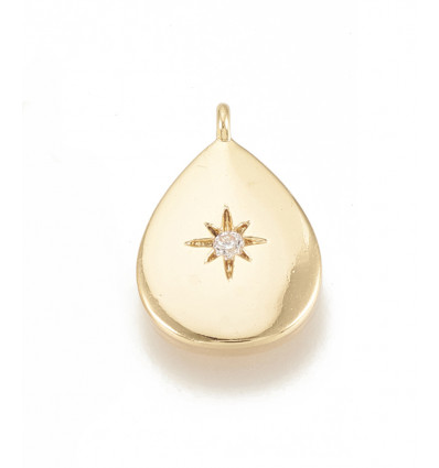 Pendentif goutte + étoile gravée avec zircon