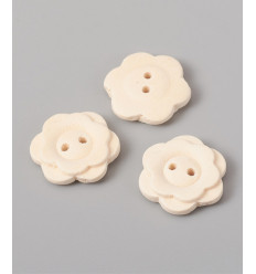 Bouton fleur en bois 17mm