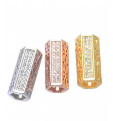 Perle tube hexagone avec zircon
