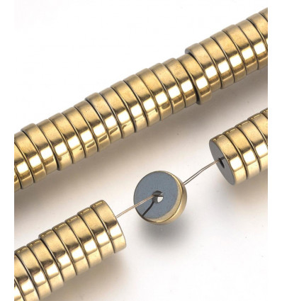 Séparateur en chapelet heishi 4x2mm hématite synthétique