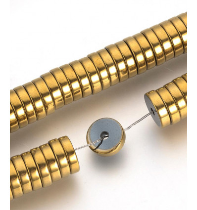 Séparateur en chapelet heishi 6x2mm hématite synthétique