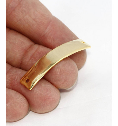 Connecteur plaque gourmette dorée à l'or fin