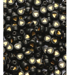 Perle type alphabet coeur doré / fond noir