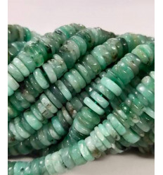 Chapelet Heishi en pierre - émeraude brésilienne