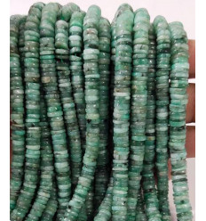 Chapelet Heishi en pierre - émeraude brésilienne