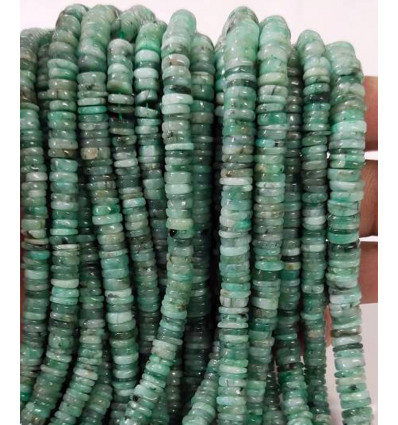 Chapelet Heishi en pierre - émeraude brésilienne