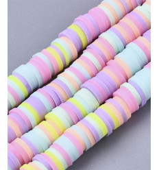 Chapelet perles rondelles Heishi 6mm multicolore pastel